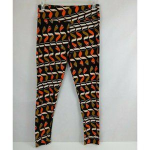 NEW LuLaRoe Tall & Curvy Leggings Black With Orange & Olive Green Tadpoles